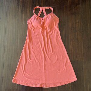 prAna Women’s Racerback Dress Small Pastel Orange Built-In Bra Removable Pads